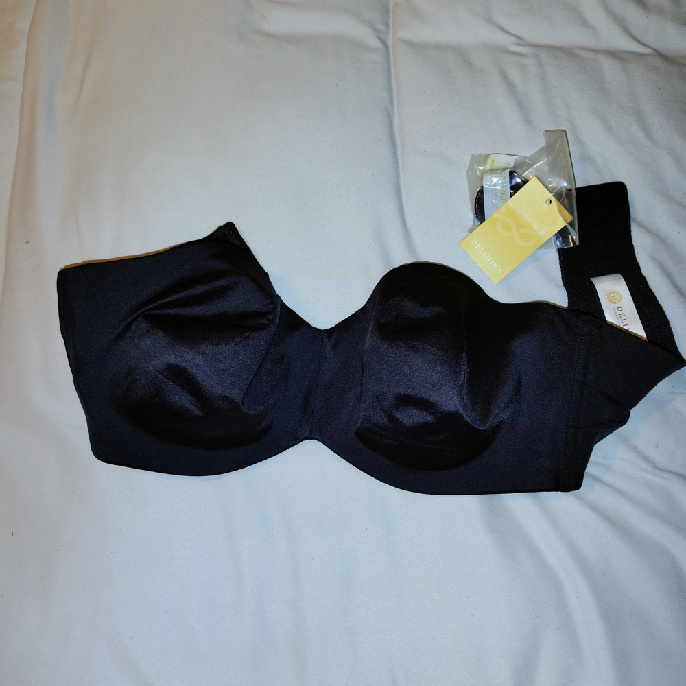 Delimira Brand Bra, Strapless, But Straps Included,Black,Size 36 D,NWT